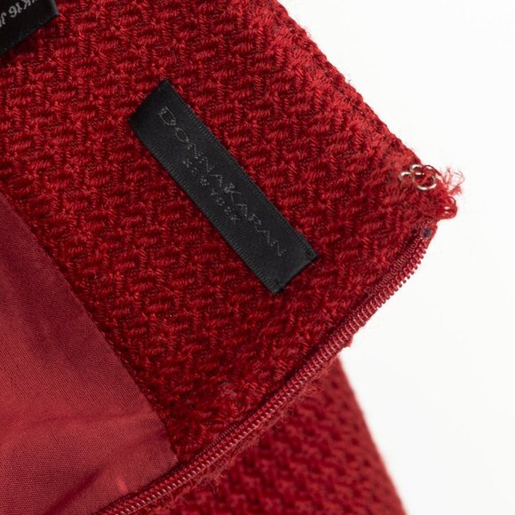 Donna Karan New York Red Wool Tweed Pencil Skirt - Picture 7 of 9